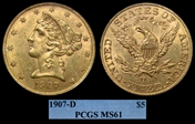 1907-D $5 MS61