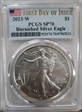 2023-W $1 Burnished Silver Eagle First Day of Issue SP70
