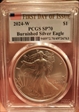 2024-W $1 Burnished Silver Eagle First Day of Issue SP70