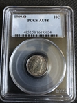 1909-O 10C AU58