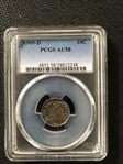1909-D 10C AU58