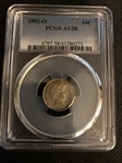 1892-O 10C AU58