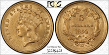 1854-D $3 MS62