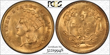 1858 $3 MS65