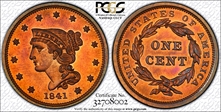 1841 1C Newcomb 1 PR65RB