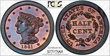 1841 1/2C Original PR67BN