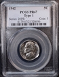 1942 5C Nickel PR67