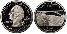 2005-S 25C West Virginia Silver PR70DCAM