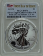 2019-W $1 Silver Eagle Enhanced Rev PR Pride of Two Nations, U.S. Set First Day of Issue PR70