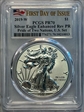 2019-W $1 Silver Eagle Enhanced Rev PR Pride of Two Nations, U.S. Set First Day of Issue PR70