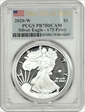 2020-W  $1 Silver Eagle - v75 Privy First Day of Issue PR70DCAM