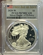 2020-W  $1 Silver Eagle - v75 Privy First Day of Issue PR70DCAM