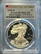 2020-W  $1 Silver Eagle - v75 Privy First Day of Issue PR70DCAM