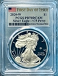 2020-W  $1 Silver Eagle - v75 Privy First Day of Issue PR70DCAM