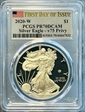 2020-W  $1 Silver Eagle - v75 Privy First Day of Issue PR70DCAM