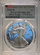 2020-W  $1 Silver Eagle - v75 Privy First Day of Issue PR70DCAM