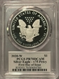 2020-W  $1 Silver Eagle - v75 Privy First Day of Issue PR70DCAM