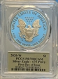 2020-W  $1 Silver Eagle - v75 Privy First Day of Issue Minuteman PR70DCAM