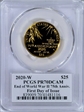 2020-W $25 End of World War II 75th Anniv.  First Day of Issue Cleveland Torch PR70DCAM