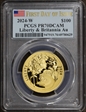 2024-W $100 Liberty & Britannia Au First Day of Issue PR70DCAM