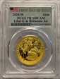 2024-W $100 Liberty & Britannia Au First Day of Issue PR70DCAM