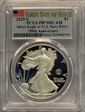 2025-S $1 Silver Eagle w/ U.S. Navy Privy 250th Anniversary First Day of Issue PR70DCAM