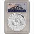 2017-P $1 Year of the Rooster Ag 1 of the First 1,000 Struck MS70