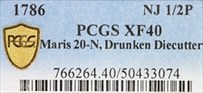 1786 NJ 1/2P Maris 20-N, Drunken Diecutter XF40BN