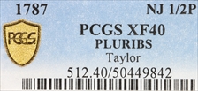 1787 NJ 1/2P PLURIBS XF40BN