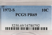 1972-S 10C PR69