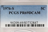 1976-S 5C PR69DCAM