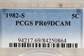 1982-S 5C PR69DCAM