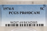 1974-S 5C PR69DCAM