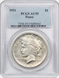 1921 $1 High Relief, Peace AU55
