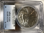 2011-W $1 Burnished Silver Eagle SP70
