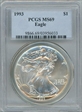 1993 $1 Silver Eagle MS69