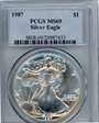 1987 $1 Silver Eagle MS69