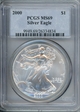 2000 $1 Silver Eagle MS69