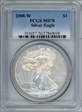 2008-W $1 Burnished Silver Eagle SP70