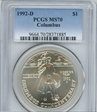 1992-D $1 Columbus MS70
