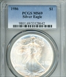 1986 $1 Silver Eagle MS69