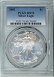 2002 $1 Silver Eagle MS70