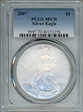 2007 $1 Silver Eagle MS70