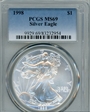 1998 $1 Silver Eagle MS69