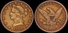 1866-S $10 No Motto VF20