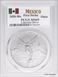 2020-Mo Onza Libertad Silver First Day of Issue MS69