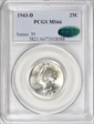 1943-D 25C MS66
