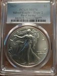 2021 $1 Silver Eagle - Type 2 First Strike MS70