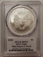 2010 $1 Silver Eagle Mint Engraver Series Mercanti Flag Signature MS70