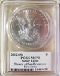 2012-(S) $1 Silver Eagle Struck at San Francisco First Strike MS70